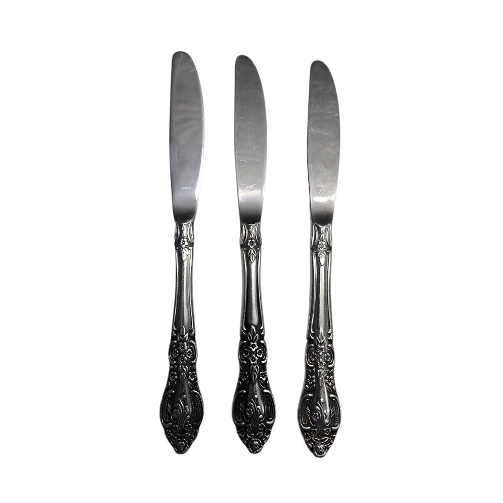 Unknown Maker SPRINGTIME Stainless Japan Flatware Set Of 3 Dinner Knives